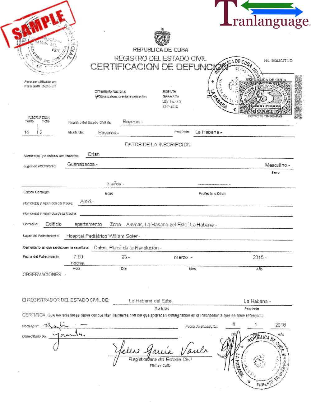 Death Certificate Cuba Iii With Death Certificate Translation Template