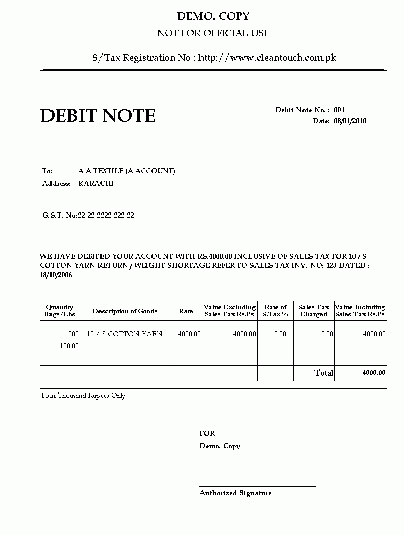Debit Note Format Letter – Colona.rsd7 For Credit Note Example Template