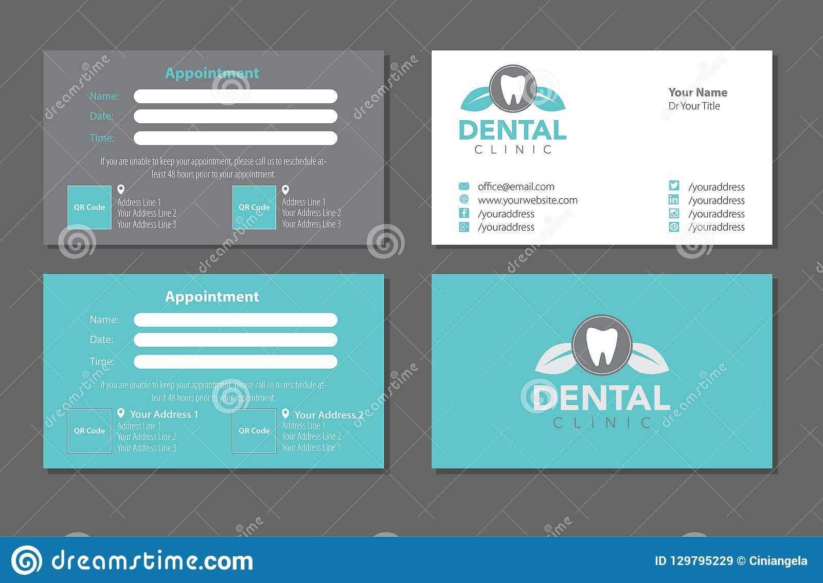 Dentist Business Card Template Set Editorial Stock Image For Dentist Appointment Card Template