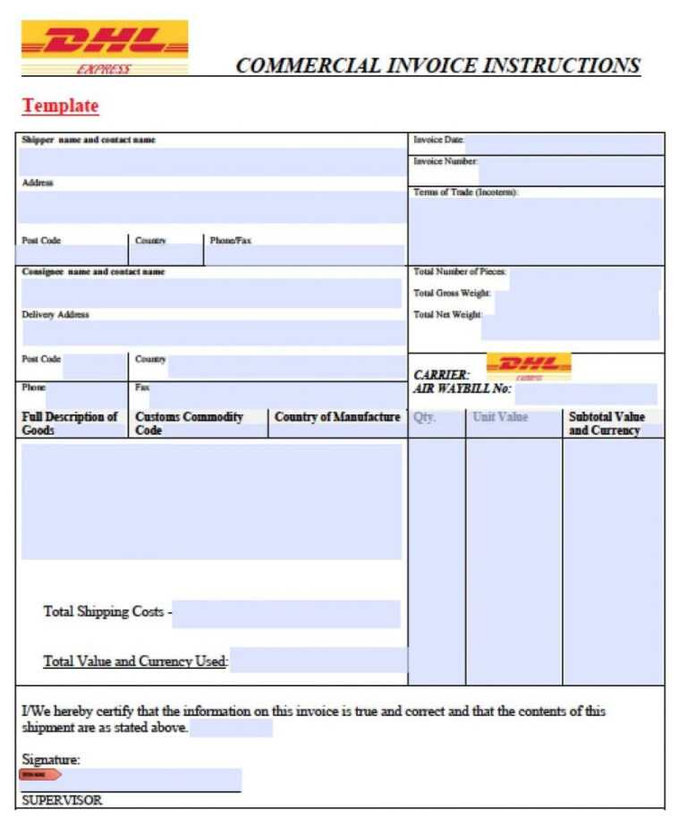 Dhl Invoice Template Invoice Example With Regard To Commercial