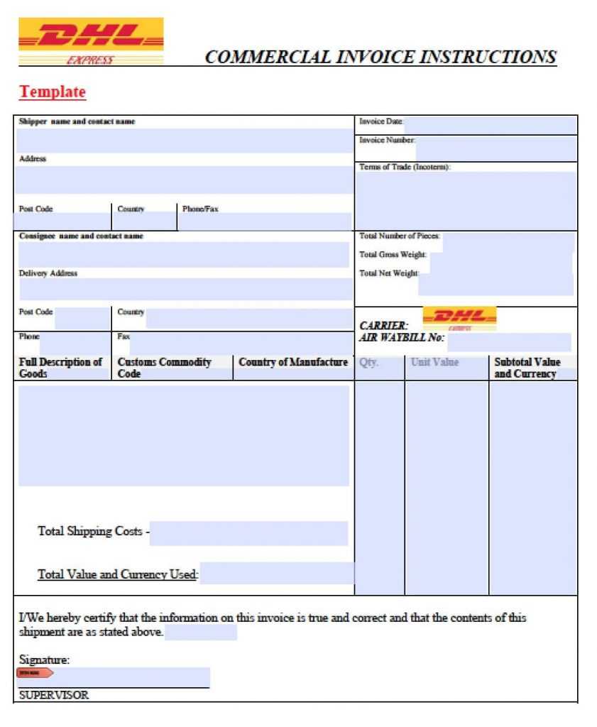 Dhl Invoice Template | Invoice Example With Regard To Commercial Invoice Packing List Template