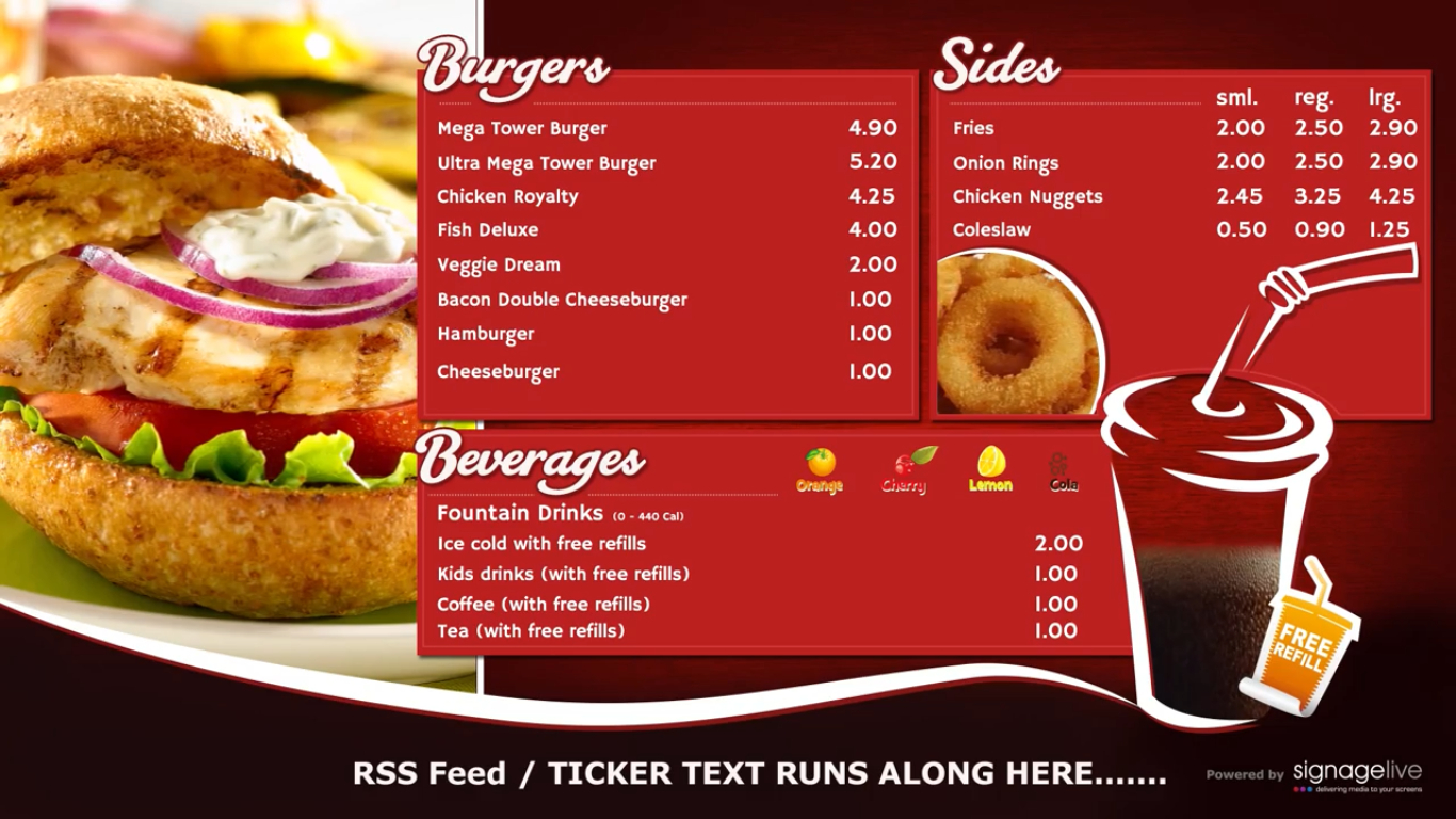 Digital Menu Boards - Create, Publish, Display With Signagelive With Digital Menu Board Templates