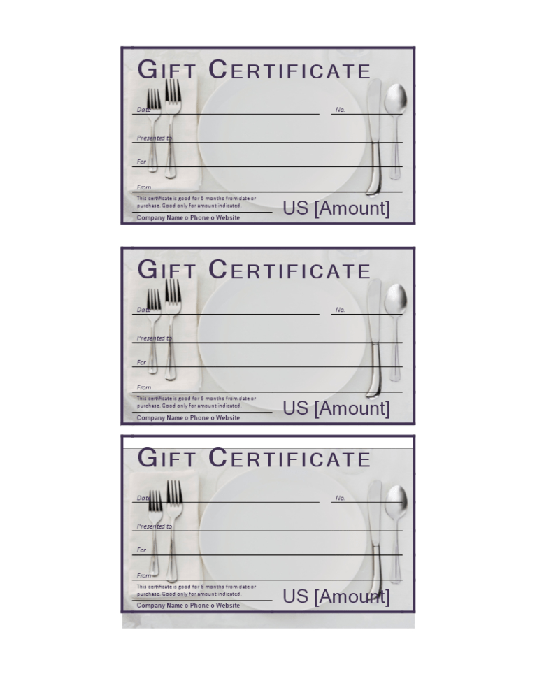 Dinner Gift Certificate Templates At Allbusinesstemplates Regarding