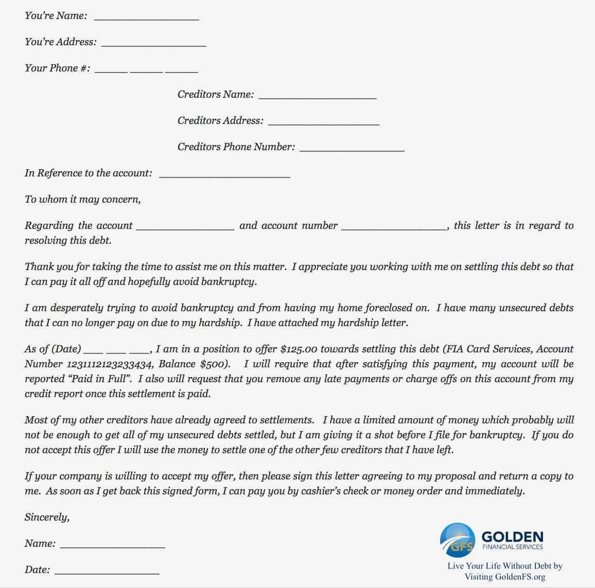 Do It Yourself Debt Settlement [4 Easy Steps] Intended For Debt Negotiation Letter Template