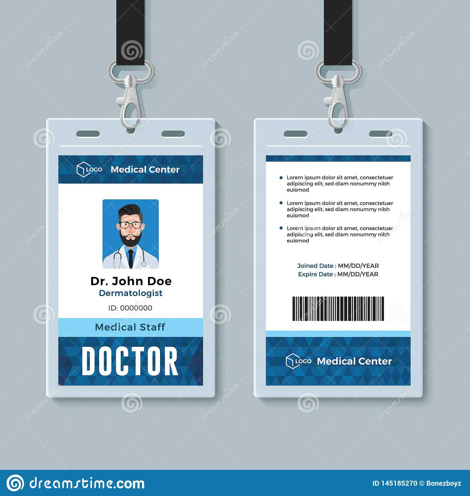 Doctor Id Card. Medical Identity Badge Design Template Stock Inside Doctor Id Card Template