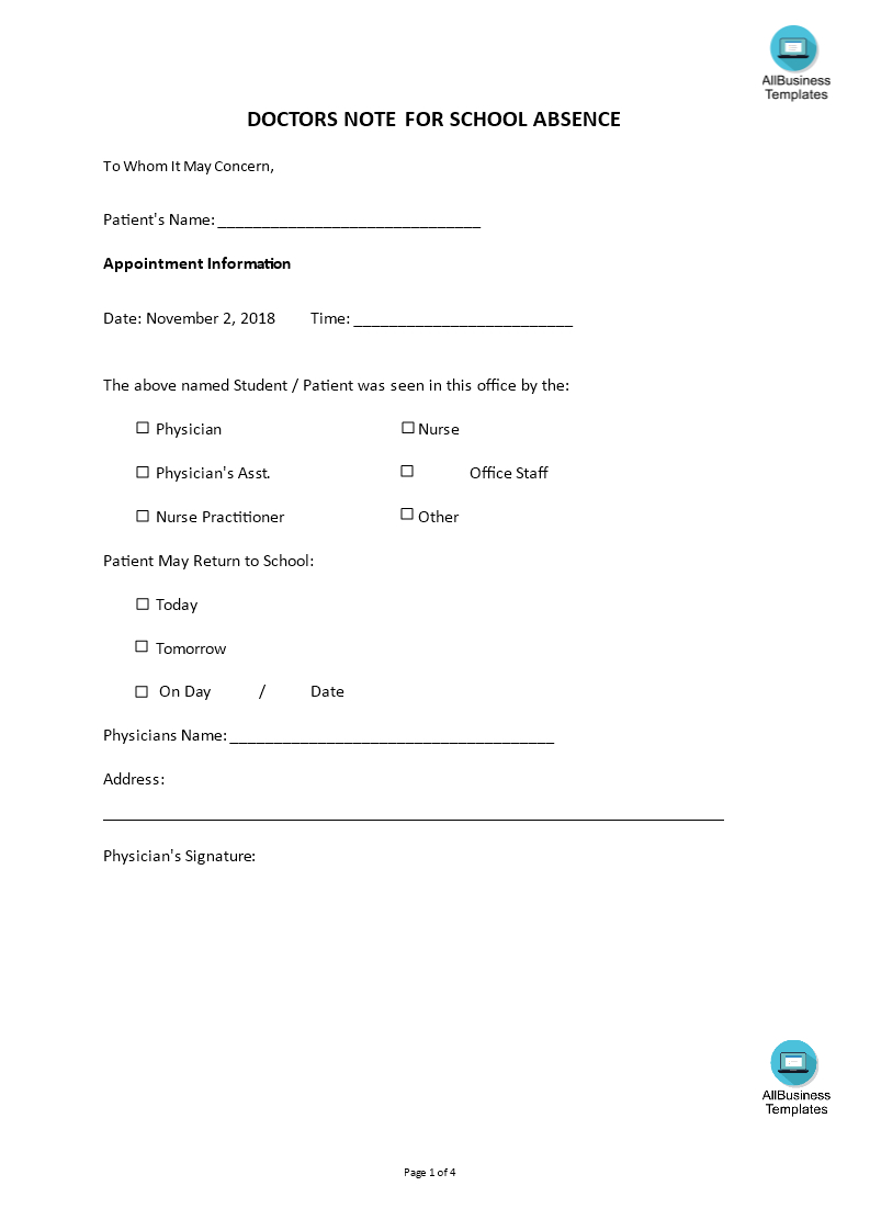 Doctors Note For School Absence Template | Templates At Pertaining To Doctors Note For School Template