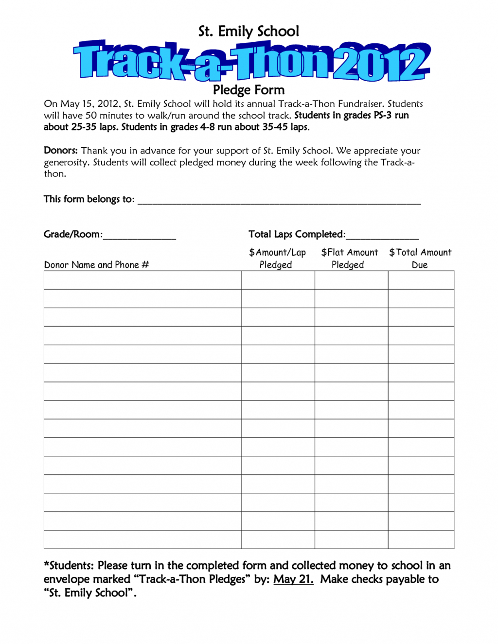 Donation Pledge Rm Template Excel Free Example Form With Fundraising Pledge Card Template