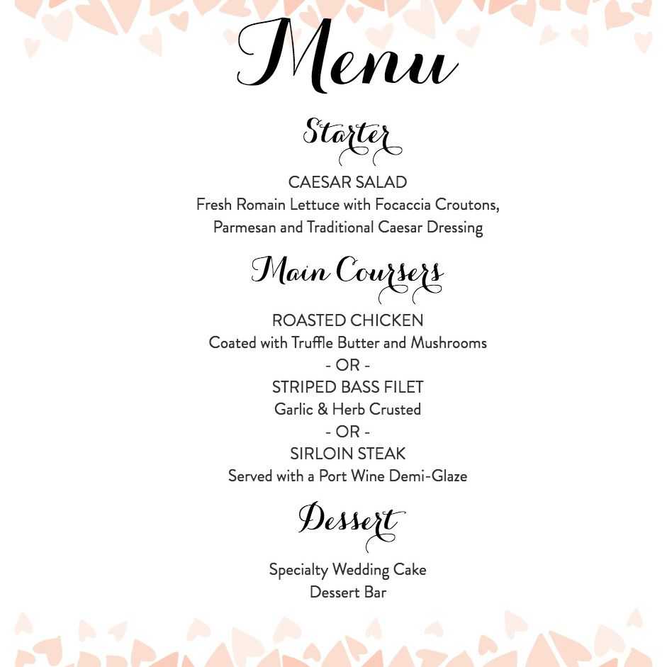 Download A Free Wedding Menu Template For Free Printable Menu Templates For Wedding