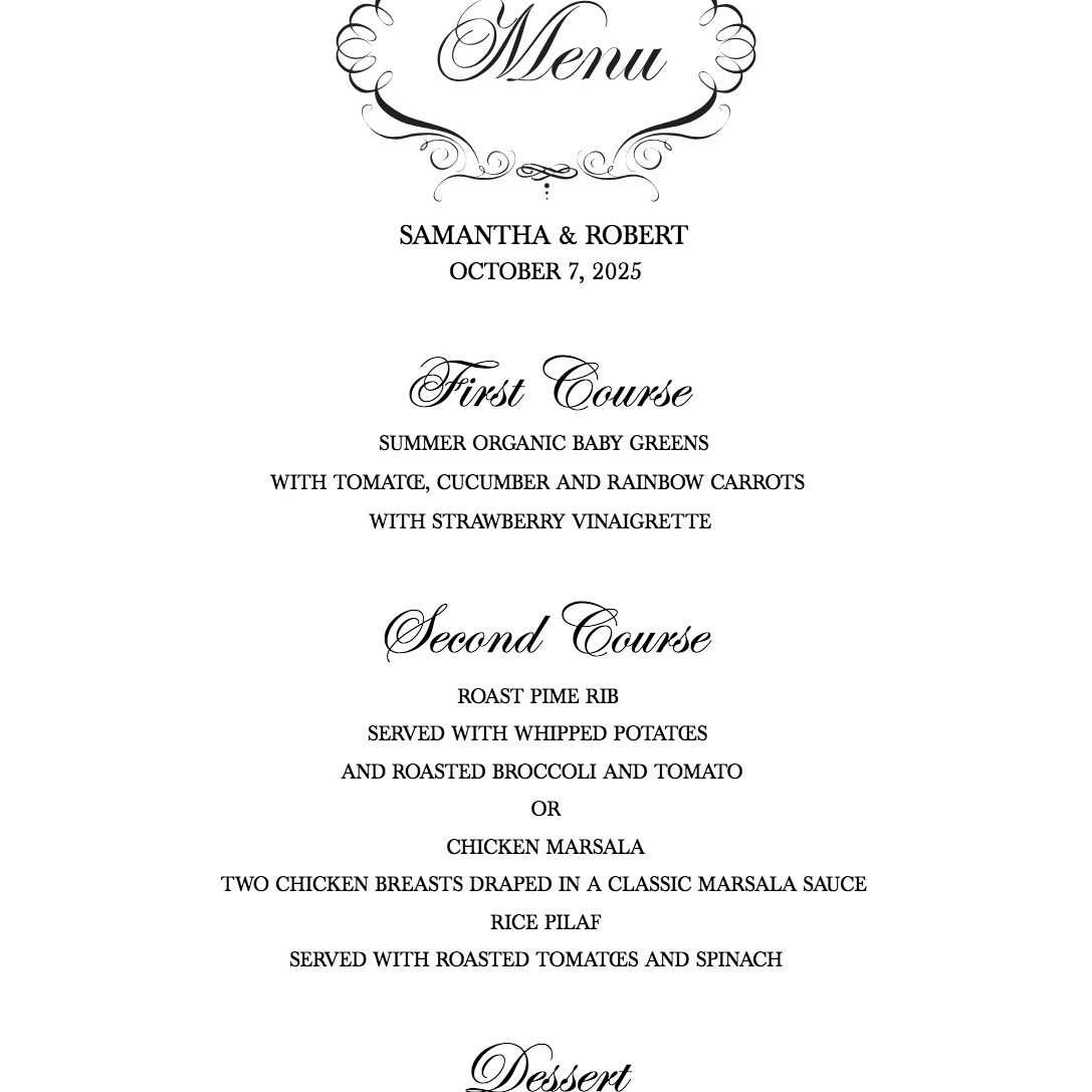 Download A Free Wedding Menu Template Pertaining To Free Printable Menu Templates For Wedding