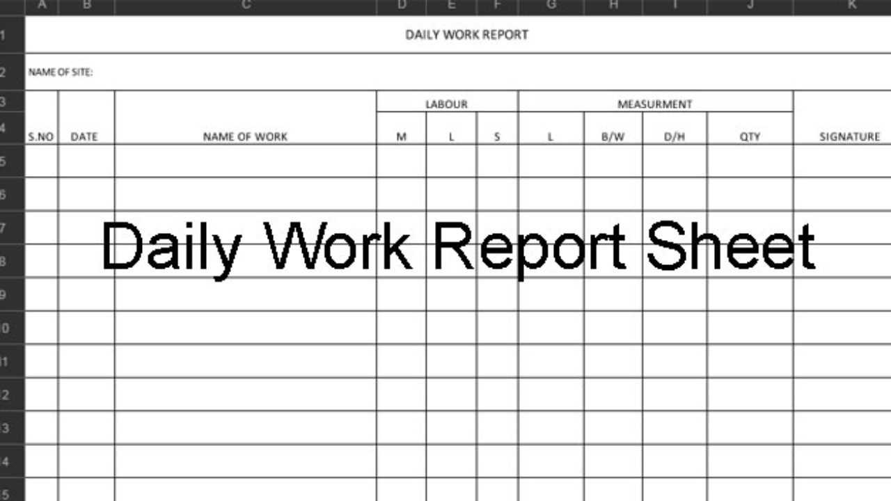 Download Excel Template For Daily Construction Work Report Regarding Daily Report Sheet Template