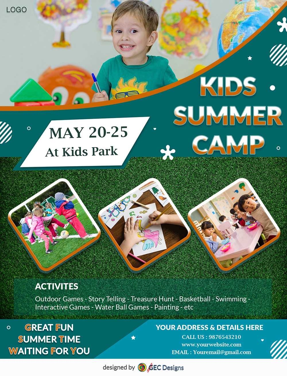 Download Free Great Fun Kids Summer Camp Flyer Design Templates With Free Summer Camp Flyer Template