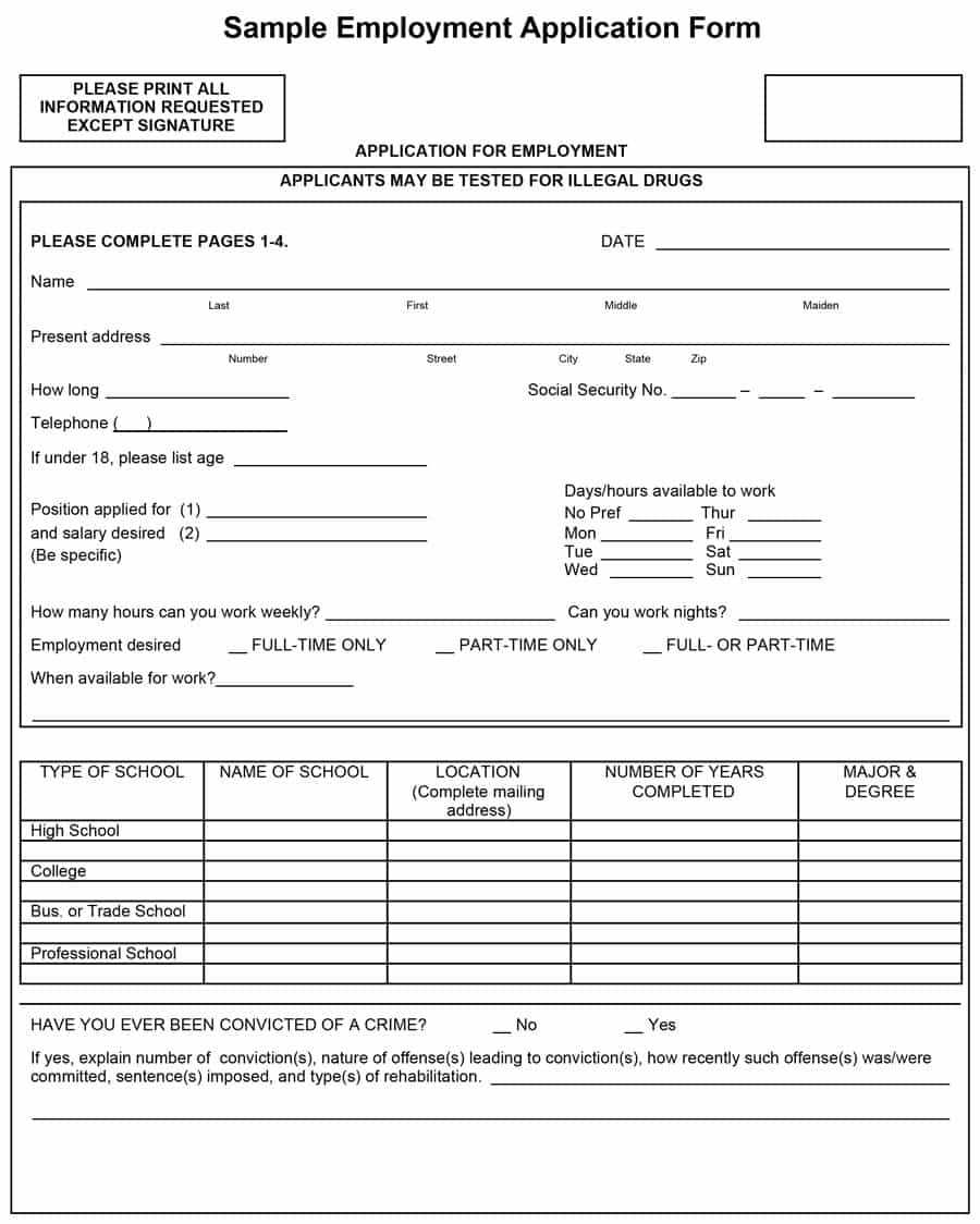Download Free Job Application Template – Colona.rsd7 In Employment Application Template Microsoft Word