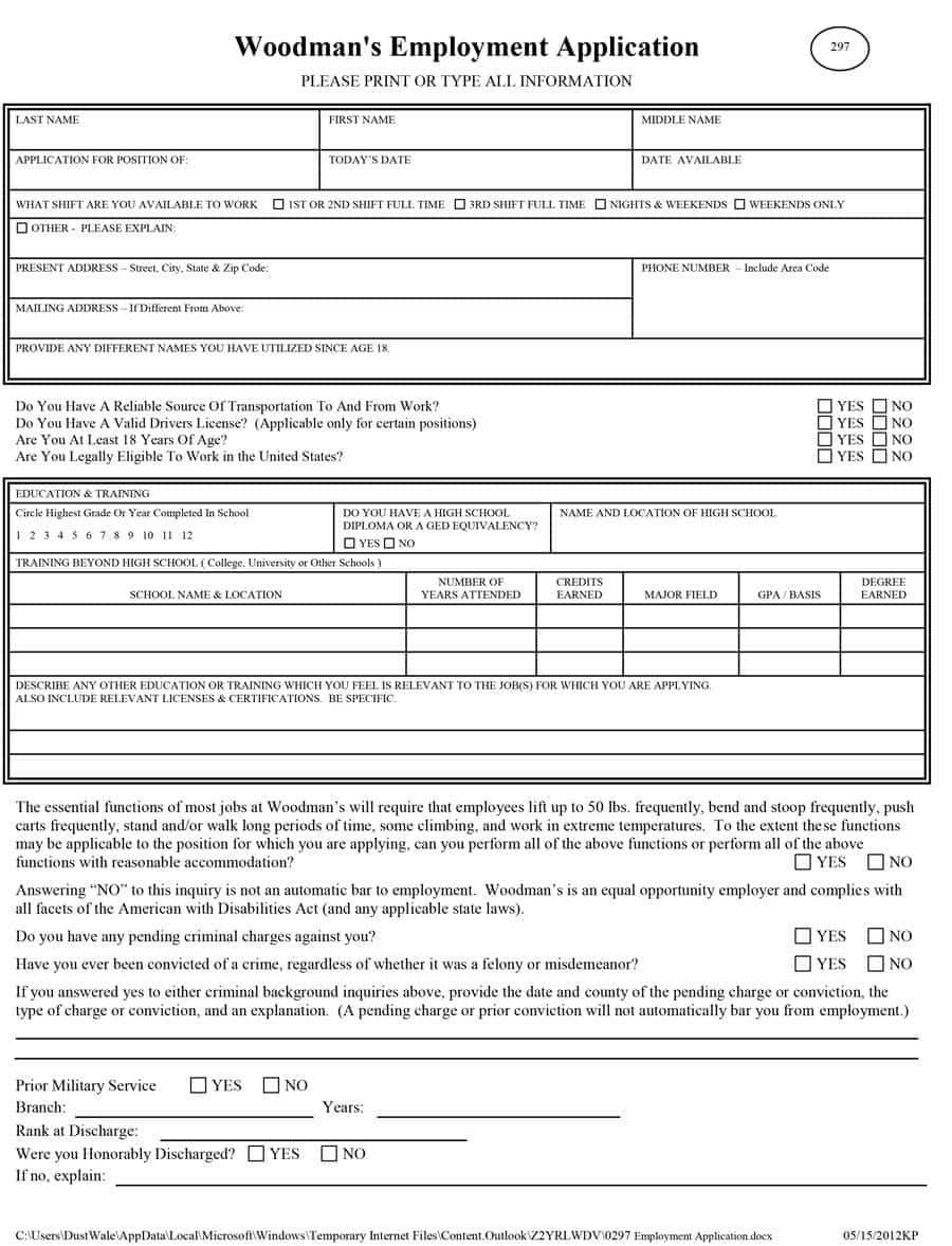 Download Free Job Application Template - Colona.rsd7 Regarding Employment Application Template Microsoft Word