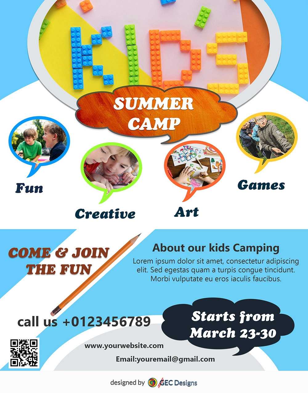 Download Free Kids Summer Camp Flyer Design Templates Intended For Free Summer Camp Flyer Template