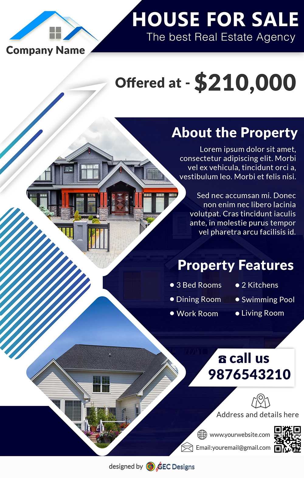 Download Free Property For Sale Real Estate Flyer Design Within Free House For Sale Flyer Templates