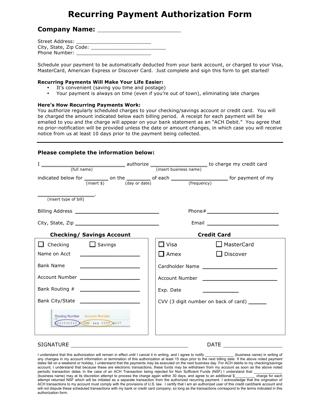 Download Recurring Payment Authorization Form Template Within Credit Card Billing Authorization Form Template