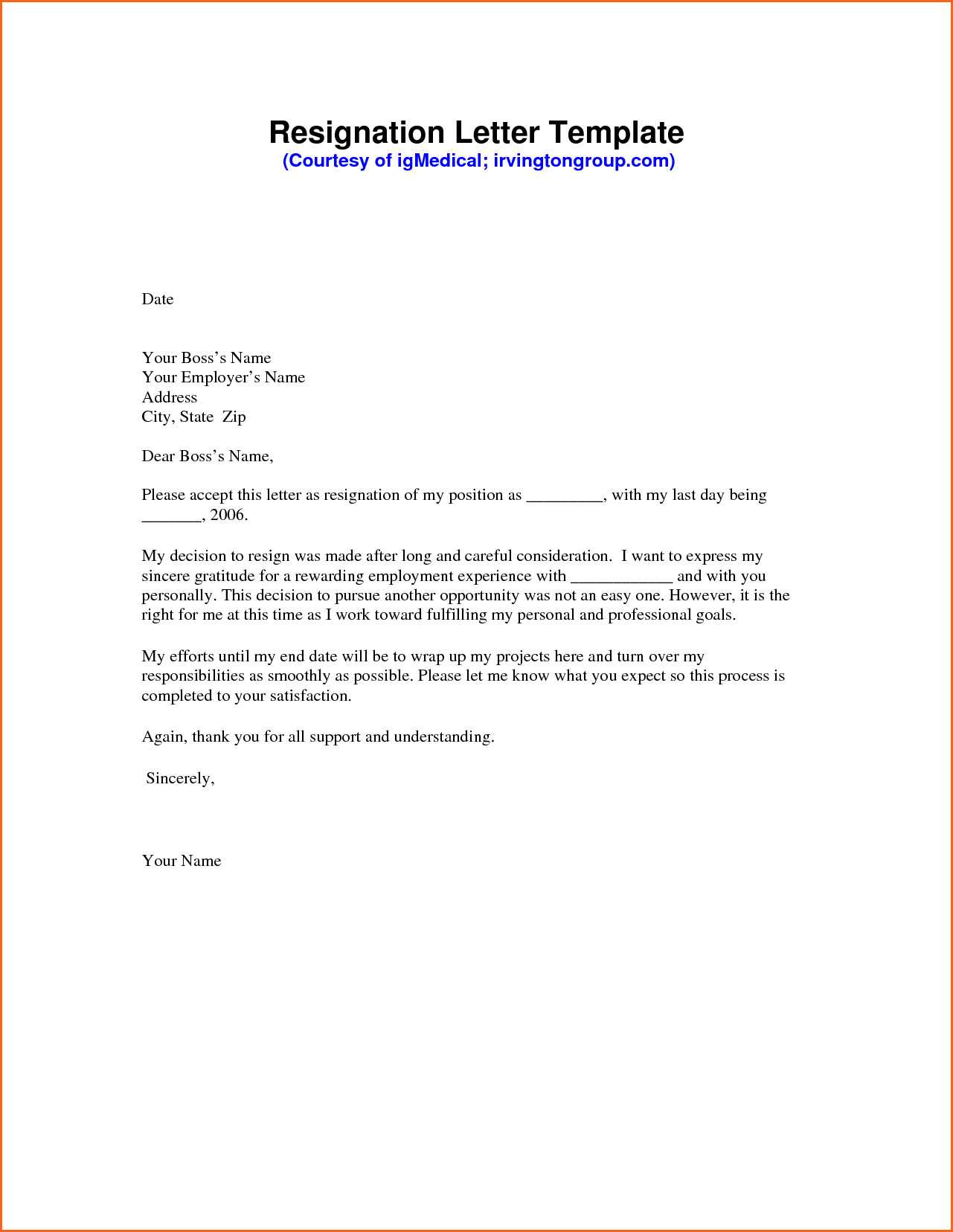 Download Resignation Letter Template Free Ideal Sample Throughout Free Sample Letter Of Resignation Template