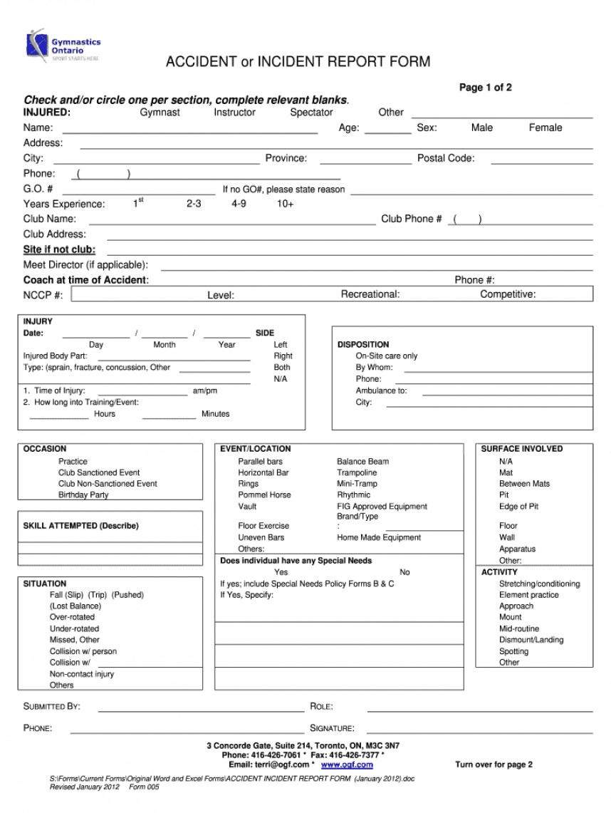 Dreaded Hospital Incident Report Form Template Word Ideas Pertaining To First Aid Incident Report Form Template