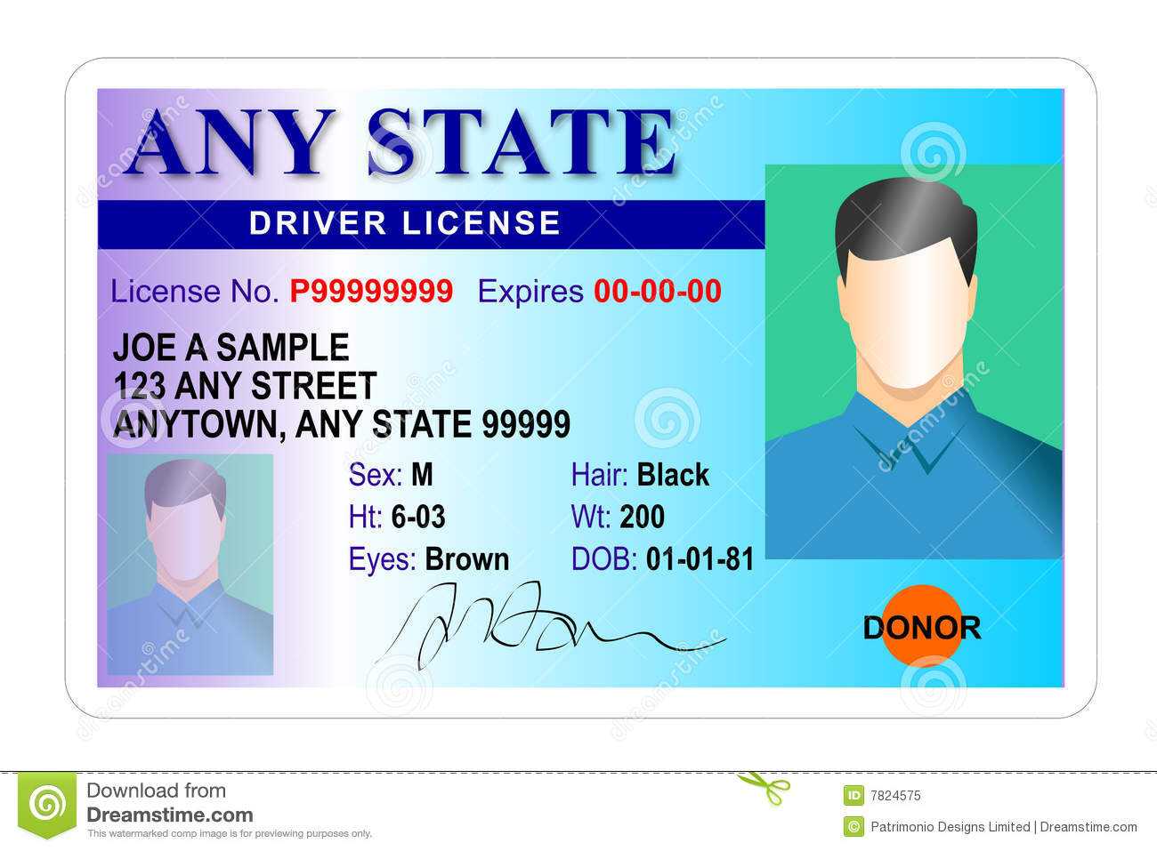 Driver License Identity Card Stock Illustration Regarding Florida Id Card Template