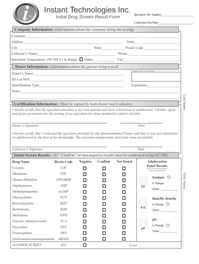 Drug Screen Results Fill Online, Printable, Fillable intended for