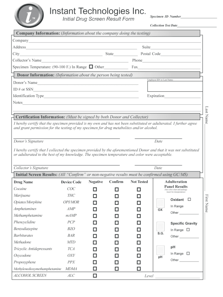 Drug Screen Results Fill Online Printable Fillable Intended For