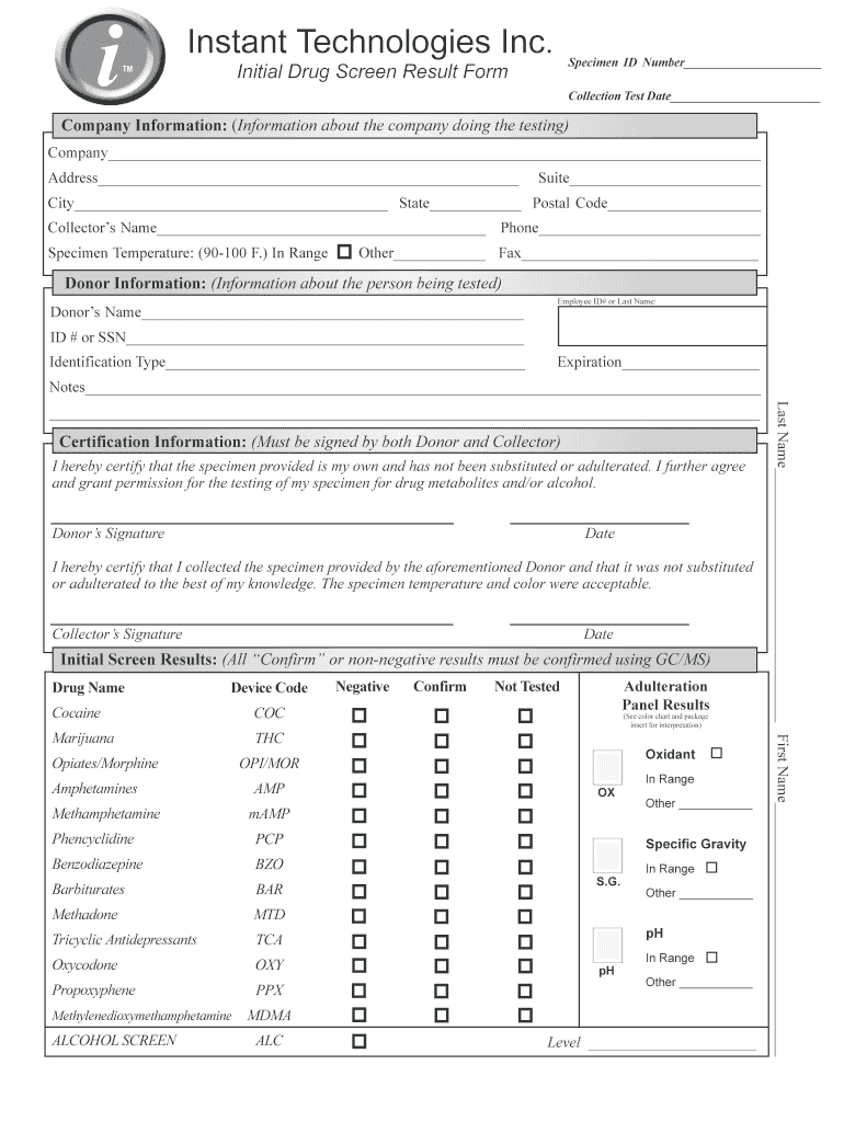 Drug Screen Results – Fill Online, Printable, Fillable Intended For Drug Test Results Form Template