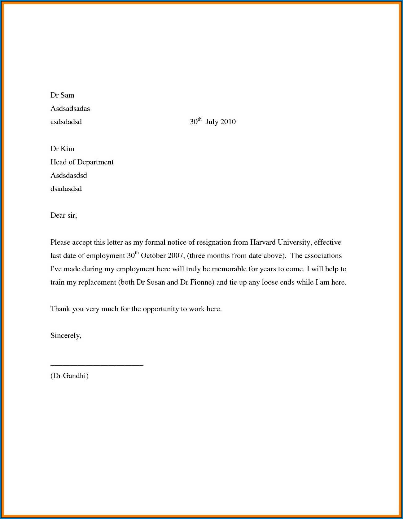 √ Free Printable Resignation Letter Of Job Template Intended For Free Sample Letter Of Resignation Template