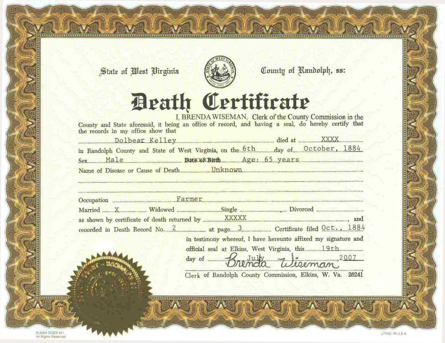 ❤️free Printable Certificate Of Death Sample Templates❤️ Inside Fake Death Certificate Template