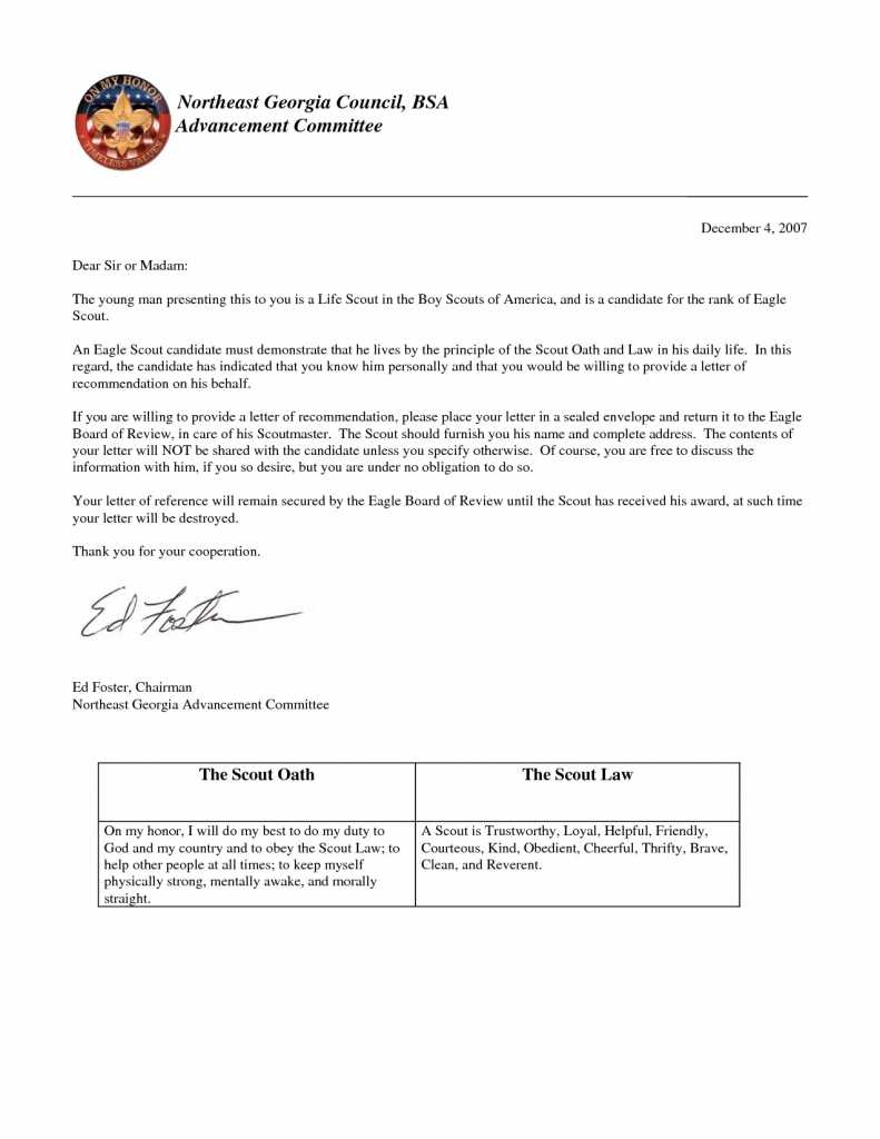 Eagle Scout Recommendation Letter Example | Free Resume In Eagle Scout Recommendation Letter Template