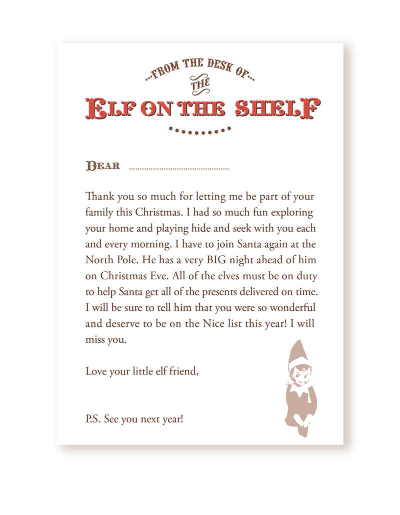 Elf On The Shelf Farewell Letter Printable – Christmas In Elf Goodbye Letter Template
