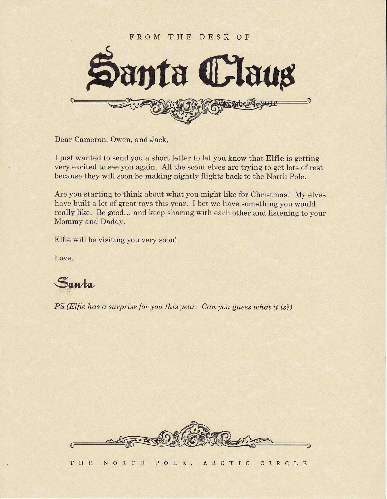 Elf On The Shelf Letter From Santa Template ] – Letter For For Elf On The Shelf Letter From Santa Template
