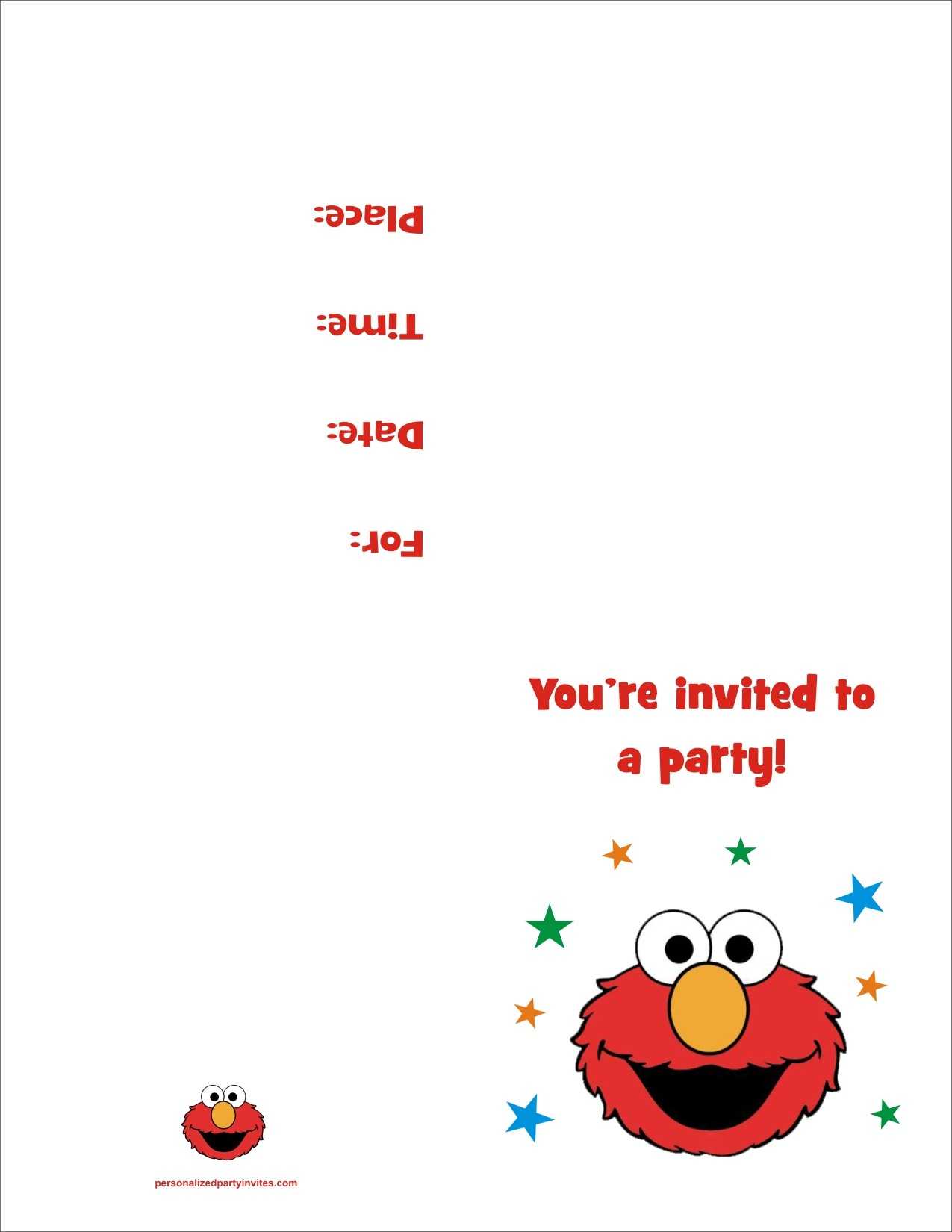 Elmo Free Printable Birthday Party Invitation Personalized Pertaining To Elmo Birthday Card Template