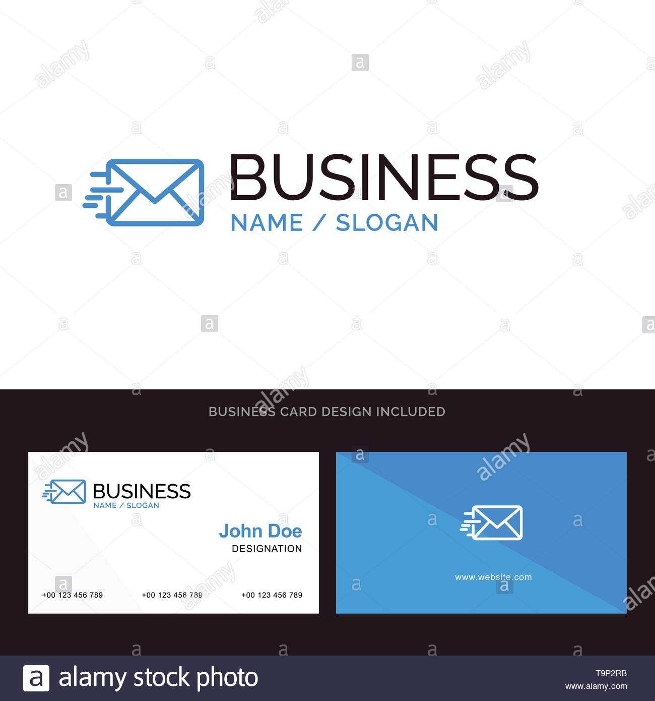 Email, Mail, Message Blue Business Logo And Business Card Inside Email Business Card Templates