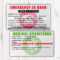 Emergency Identification Card Template, Medical Condition Inside Emergency Contact Card Template
