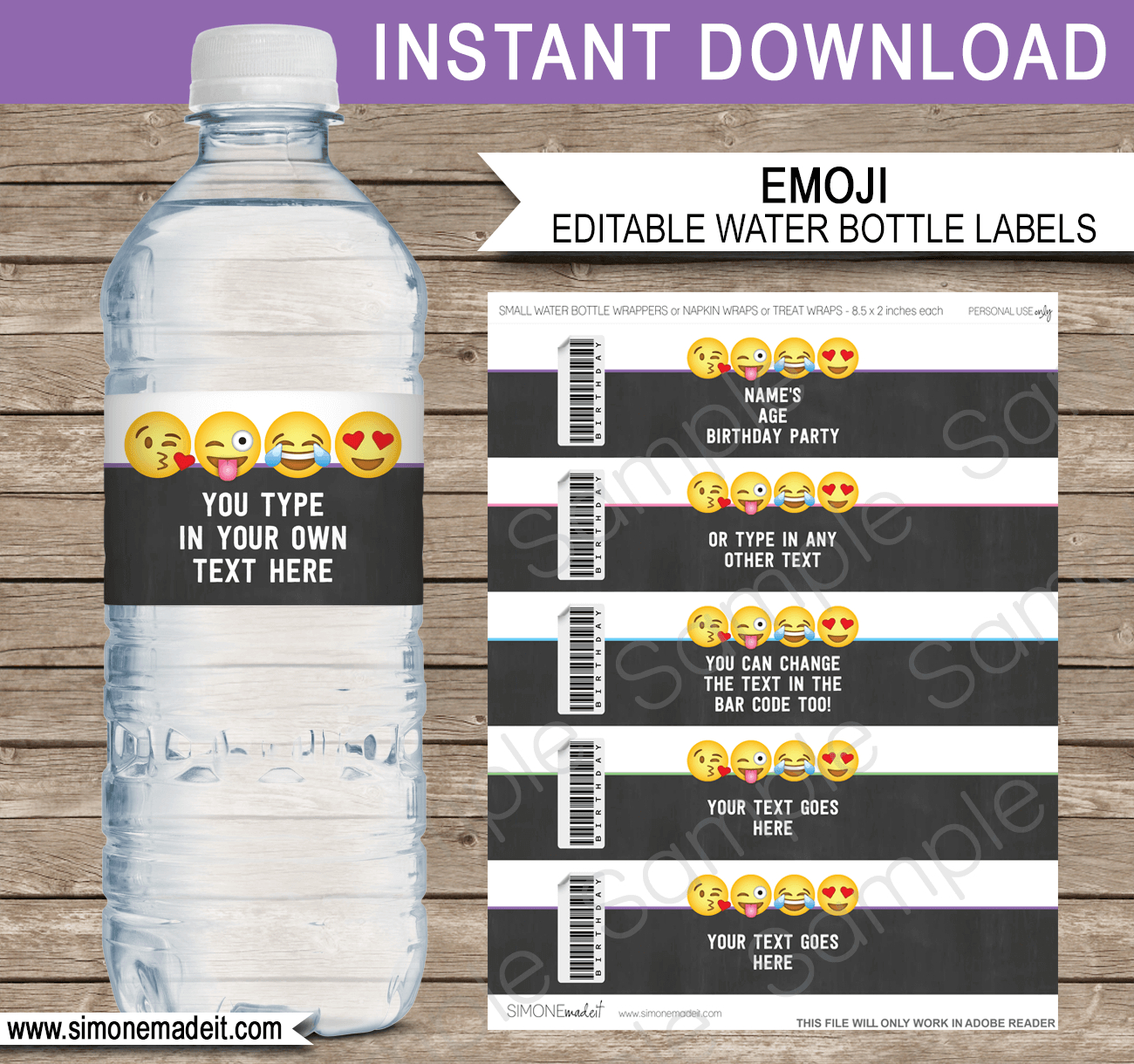 Emoji Party Water Bottle Labels Template – Girls With Free Printable Water Bottle Labels Template