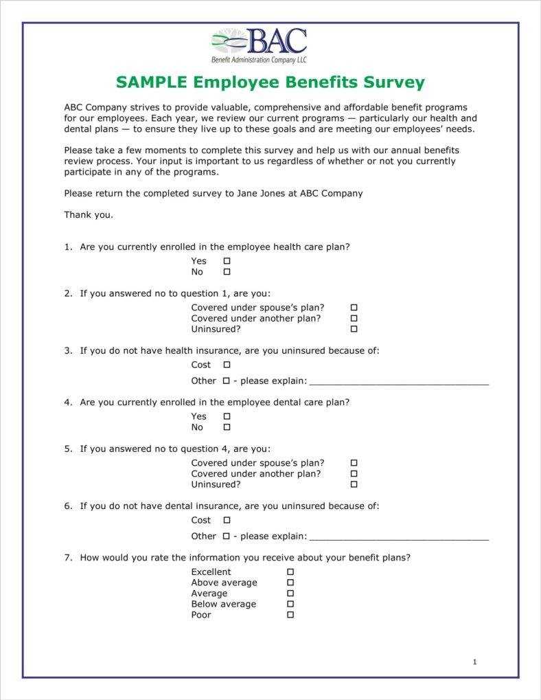 Employee Benefits Survey – Colona.rsd7 With Employee Benefits Package Template