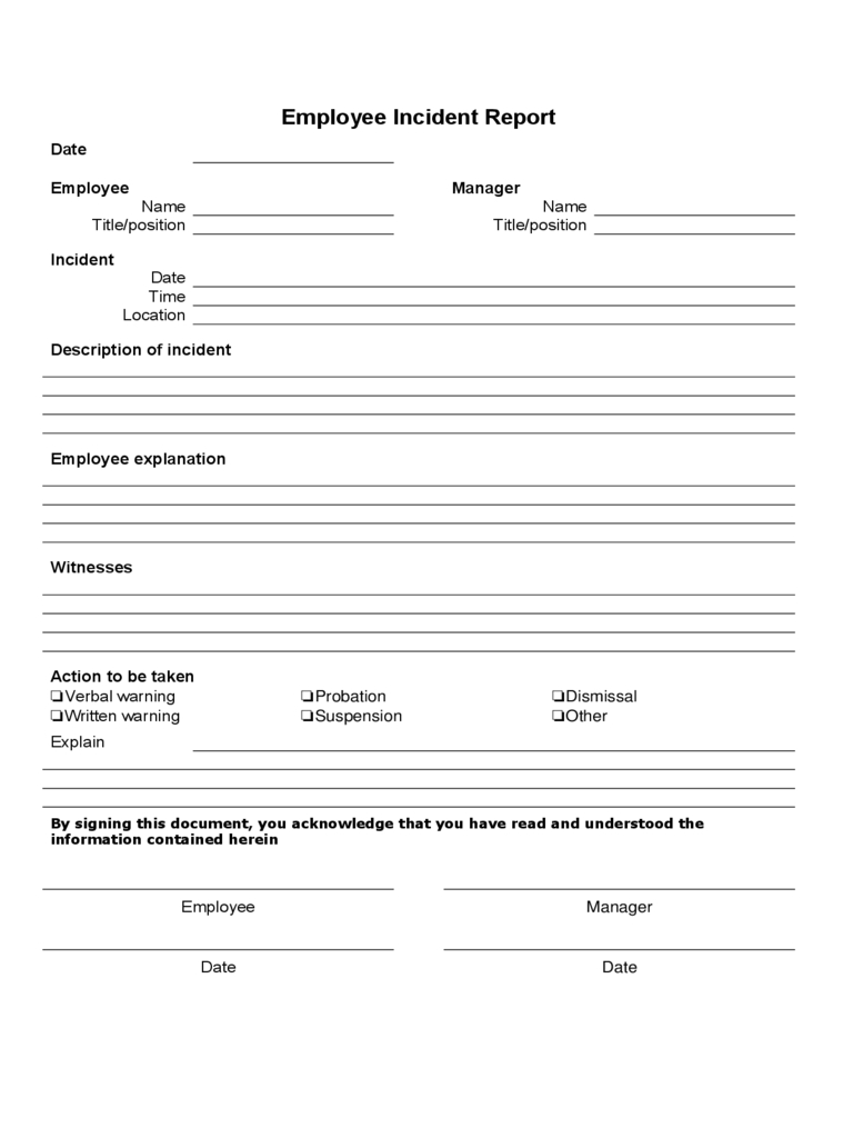 Employee Incident Report – 4 Free Templates In Pdf, Word Pertaining To Employee Incident Report Templates