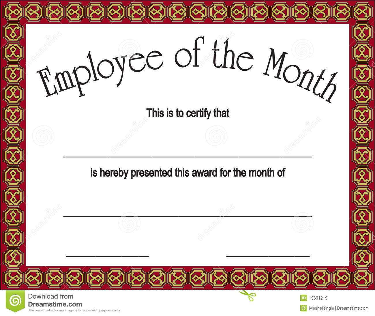Employee Of The Month Award With Stock Vector – Illustration Throughout Employee Recognition Certificates Templates Free