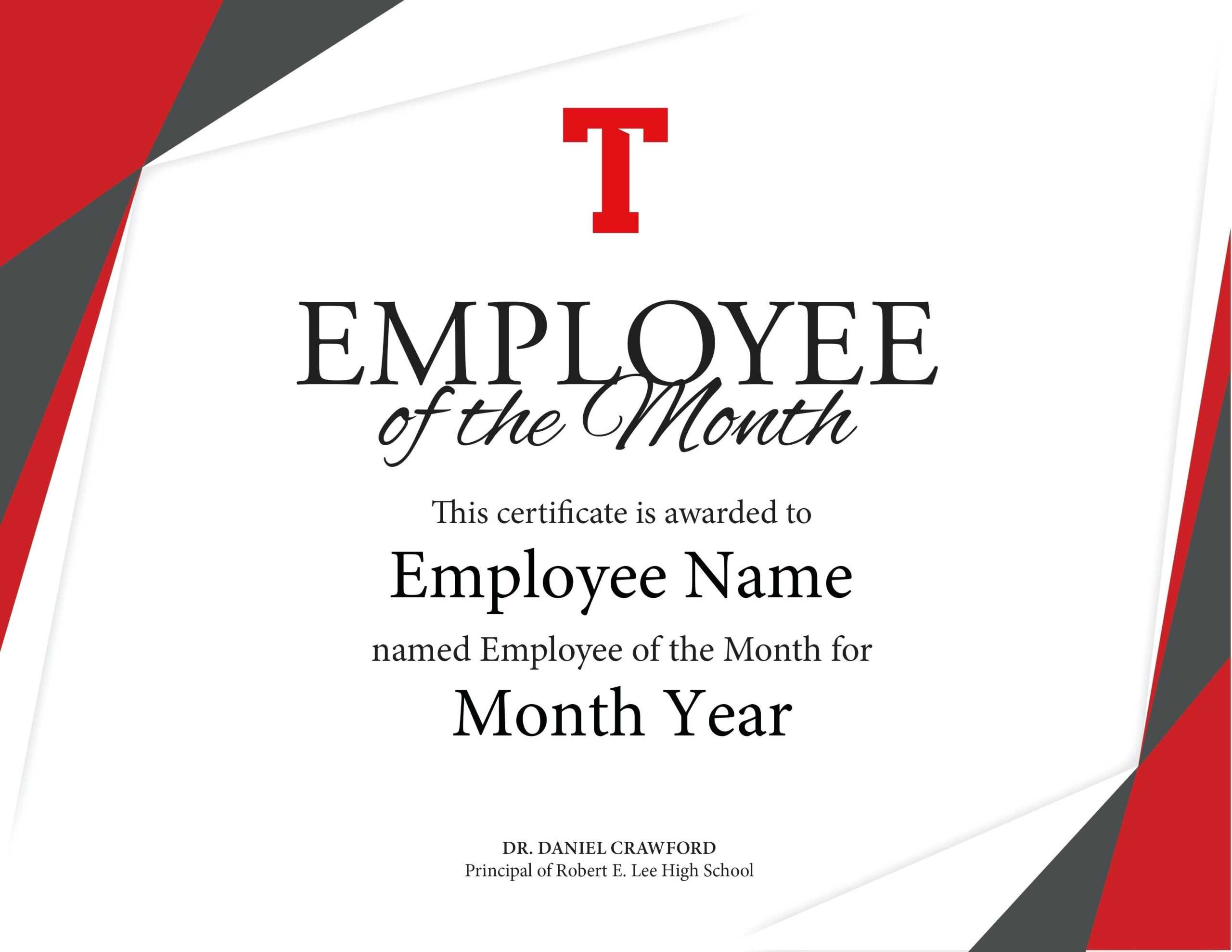 Employee Of The Month Certificate Free Well Designed For Employee Of The Month Certificate Template With Picture