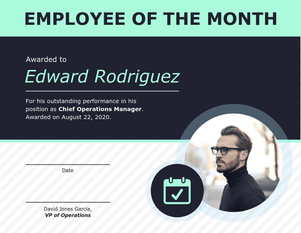 Employee Of The Month Certificate Of Recognition Template Inside Employee Of The Month Certificate Template