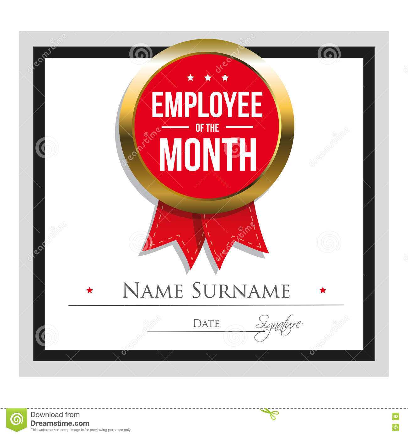 Employee Of The Month Certificate Template Stock Vector Regarding Employee Of The Month Certificate Templates