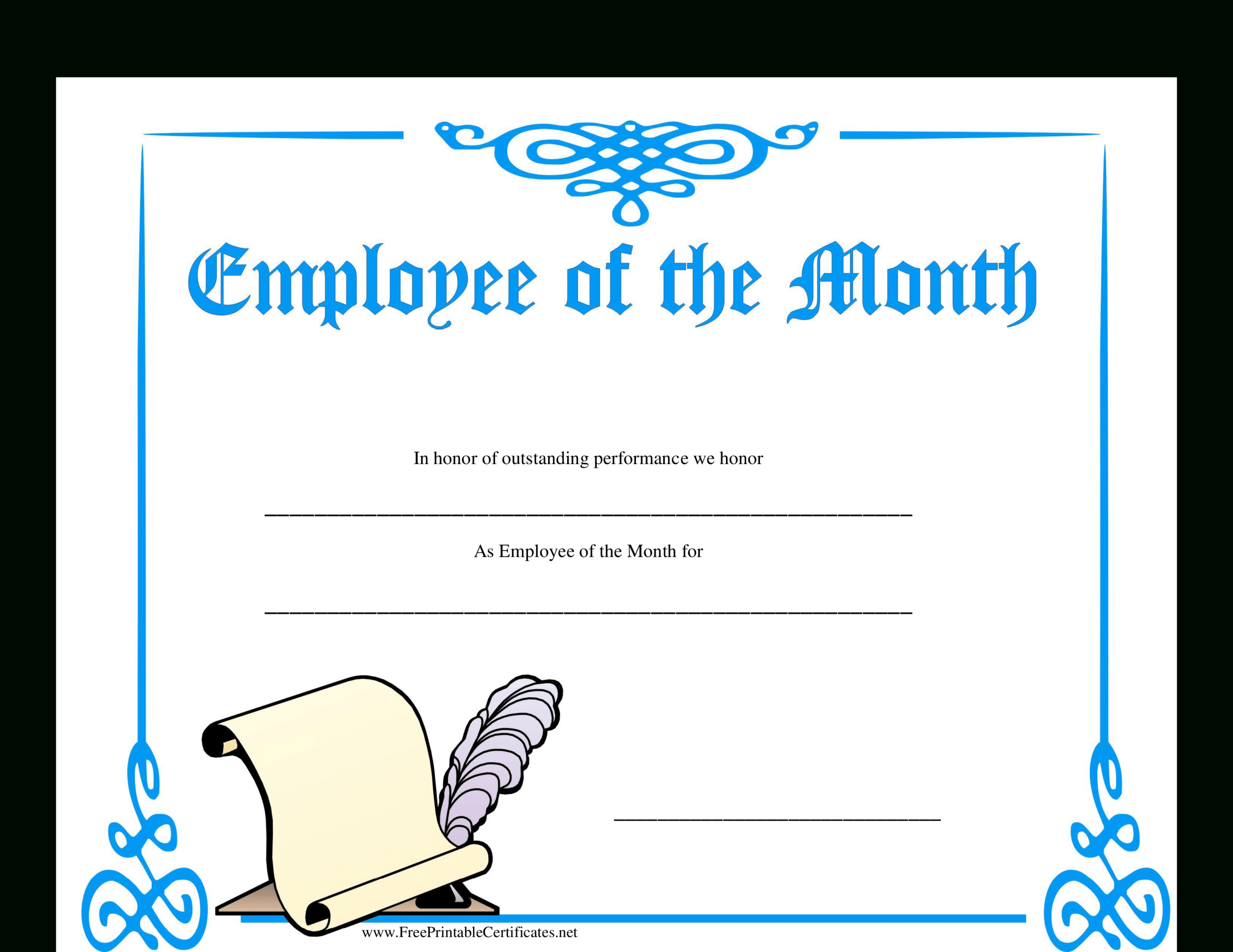 Employee Of The Month Certificate | Templates At For Free Printable Student Of The Month Certificate Templates
