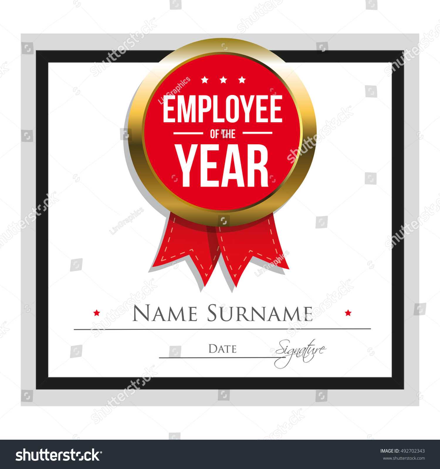 Employee Year Certificate Template Stock Vector (Royalty For Employee Of The Year Certificate Template Free