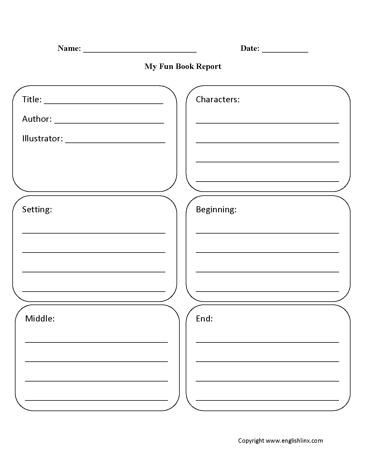 Englishlinx | Book Report Worksheets Intended For First Grade Book Report Template