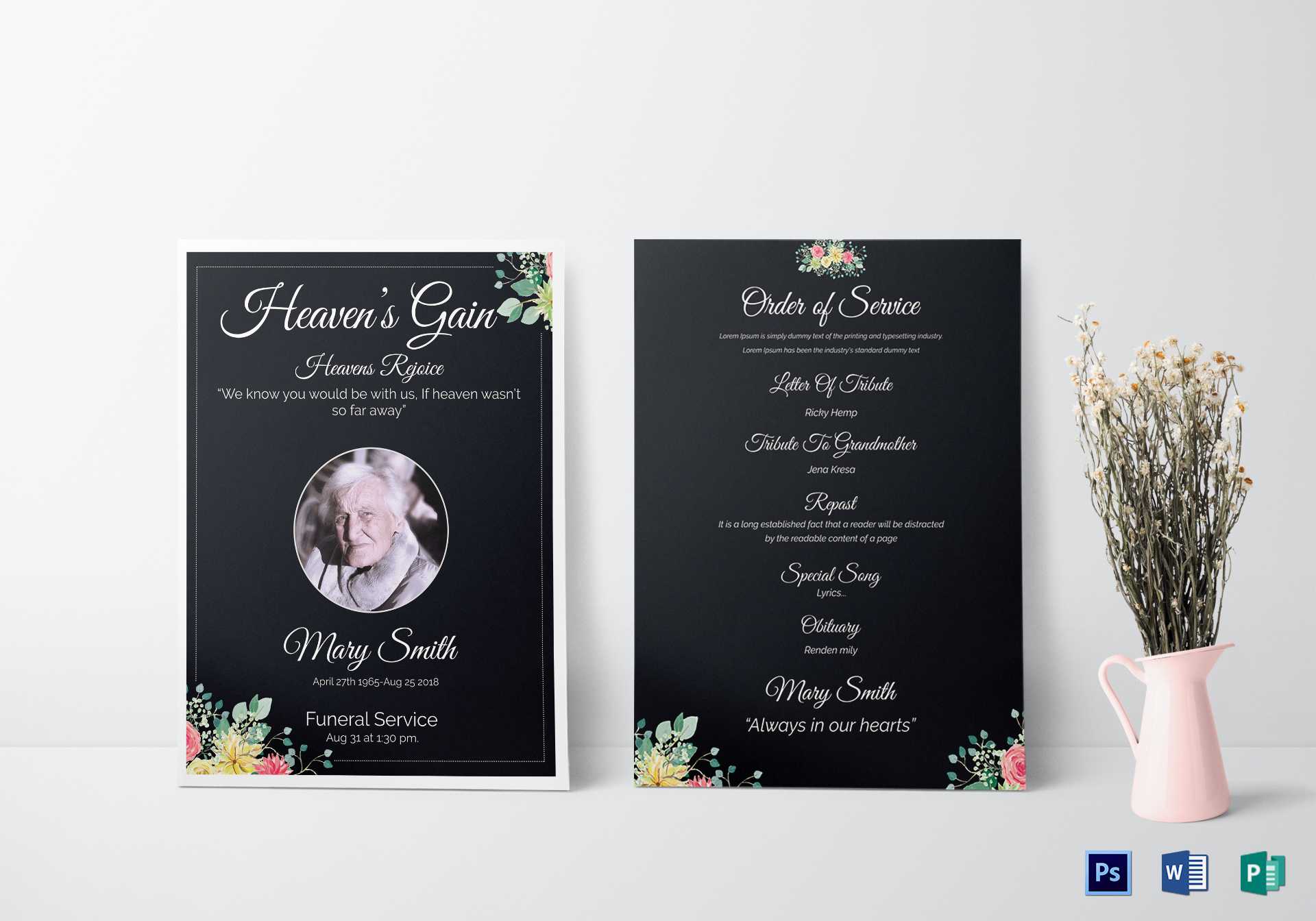 Eulogy Funeral Invitation Card Template In Funeral Invitation Card Template