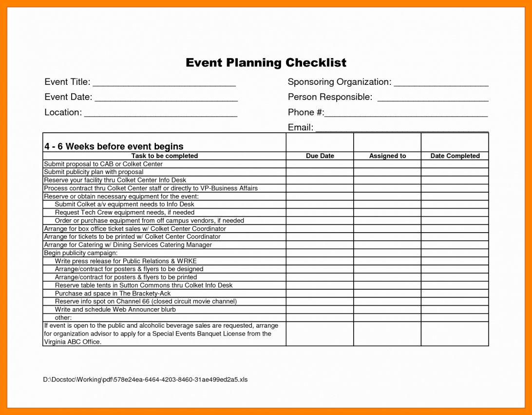 Event Planning Checklist Party T Spreadsheet Vendor Regarding Event Vendor Application Template