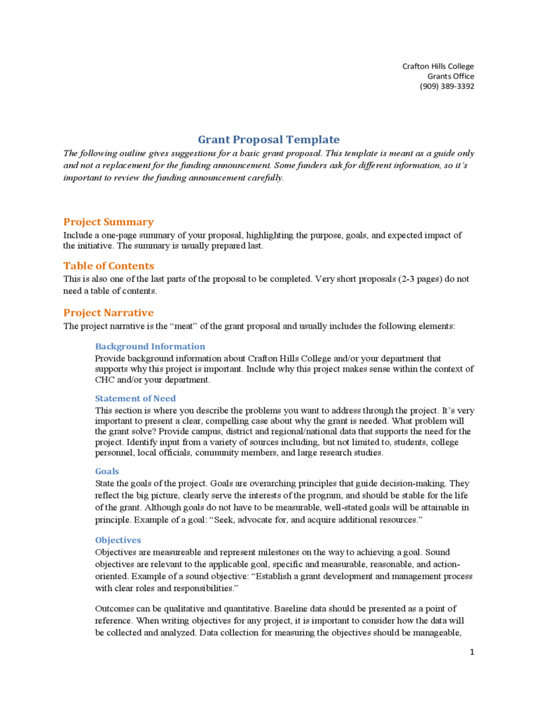 Example Of Grant Proposal Template Free Download Inside Funding Proposal Template