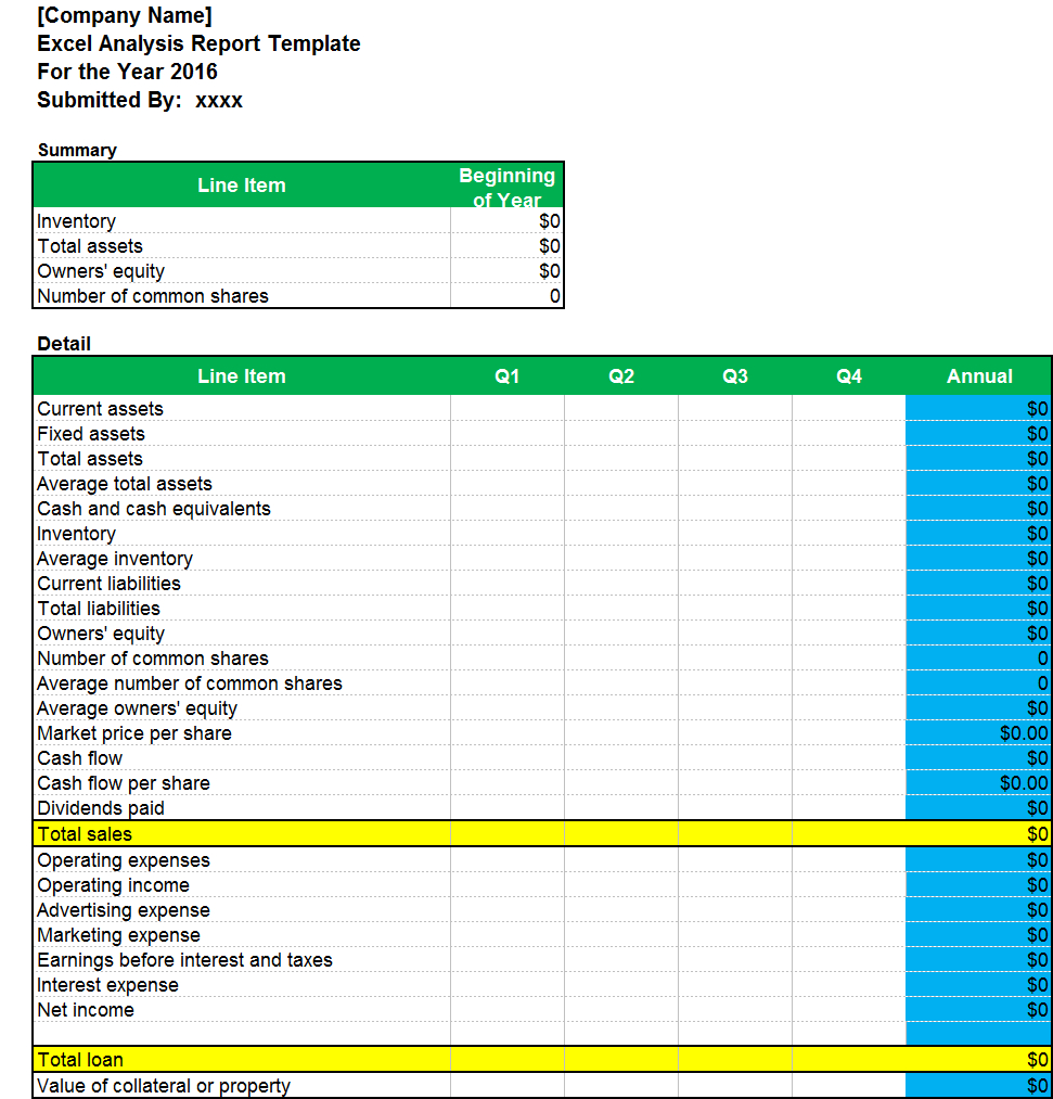 Excel Analysis Report Template – Excel Word Templates Regarding Company Analysis Report Template