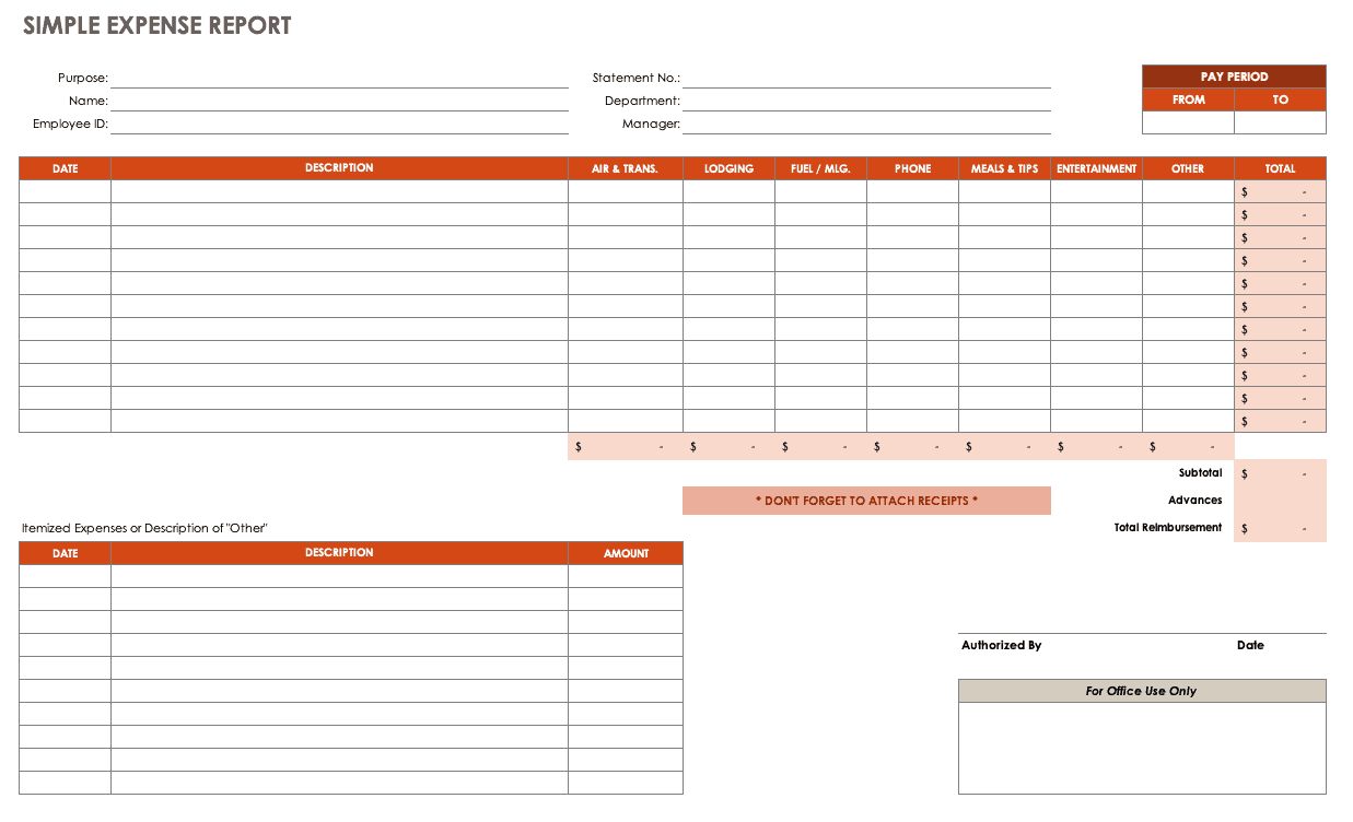 Excel Expense Report - Colona.rsd7 For Expense Report Spreadsheet Template Excel