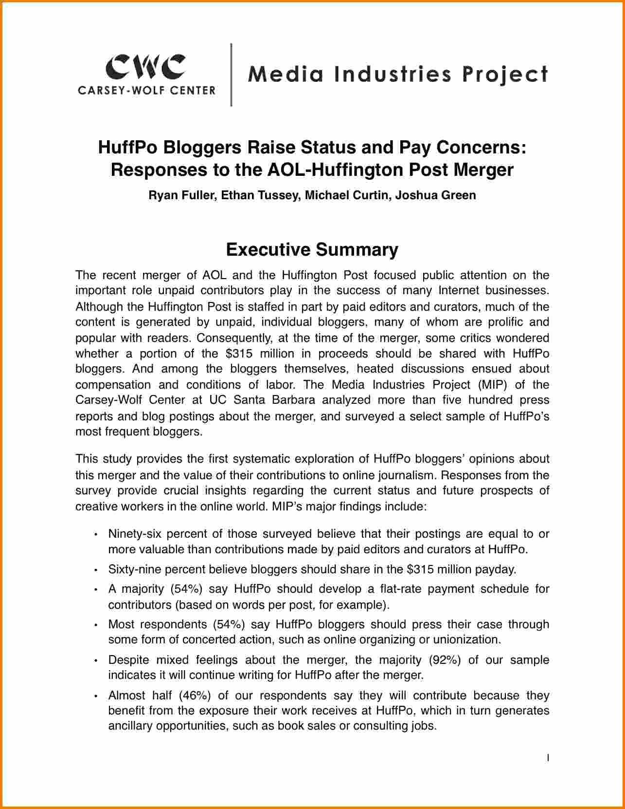 Executive Report Example – Horizonconsulting.co With Regard To Evaluation Summary Report Template